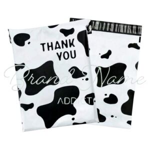 Set of 20 Cow Print Black White  10 x 13 ‘Thank you’ Self Adhesive Poly Mailers